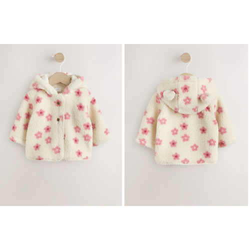 Buy Ecru and Pink Floral Borg Hooded Baby Jacket (0mths-2yrs) from Next USA