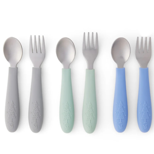 Babies/Toddler Stainless Steel Spoons + Forks with Silicone Handle