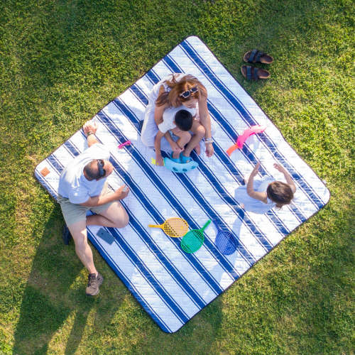 Picnic / Blanket | Hamptons Nautical Stripe | Large 78" x 78" | Machine Washable, Premium Outdoor Blanket – Saltwater Picnic Co.