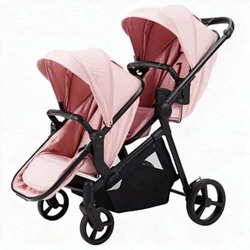 Double Stroller for Twins Infants and Toddlers, Foldable Tandem Seating