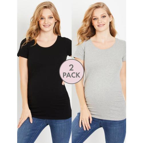 BumpStart Maternity Tee (2 Pack)- Black/Grey - Motherhood Maternity