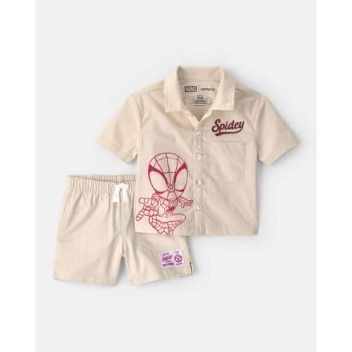 Baby Boy 2-Piece ©Marvel Spider-Man Top & Short Set - Khaki | Carter's