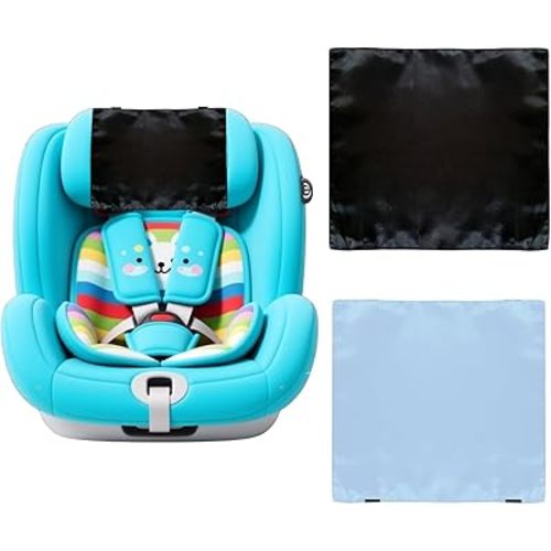2 Pack Satin Car Seat Headrest Cover for Babies, Soft Silk Feeling Hair Protector for Infant Car Seats & Strollers,Reduce Frizz & Bald Spots (Black & Blue)