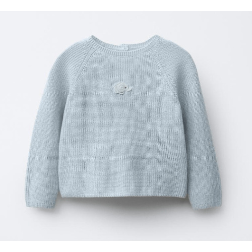 EMBROIDERED ELEPHANT PURL KNIT | SIZE 0-1 MO