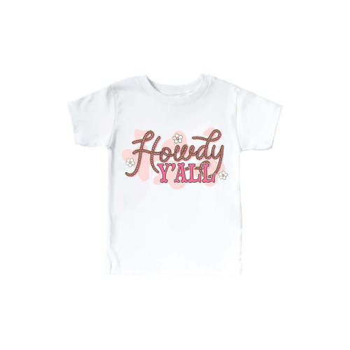 Howdy Y'all Pink Graphic Bodysuit & Kids Tee | White