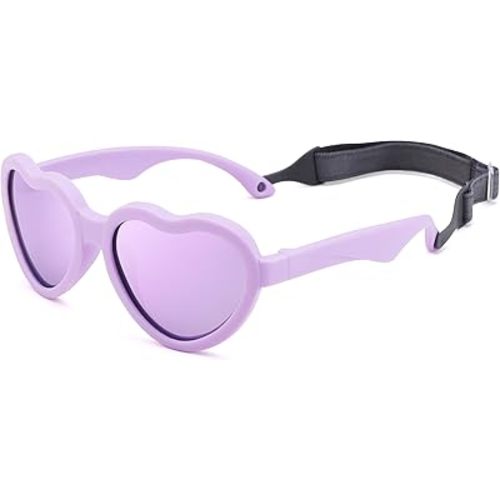 COASION Baby's First Sunglasses with Strap, Unbreakable Polarized Newborn Infant Heart Sunglasses for Ages 0-24 Months