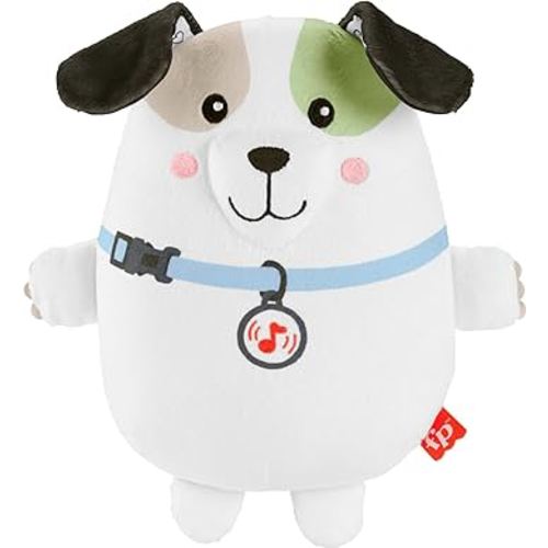 Fisher-Price Baby Toy Calming Vibes Puppy Soother Plush Portable Sound Machine with Vibrations for Newborns 0+ Months