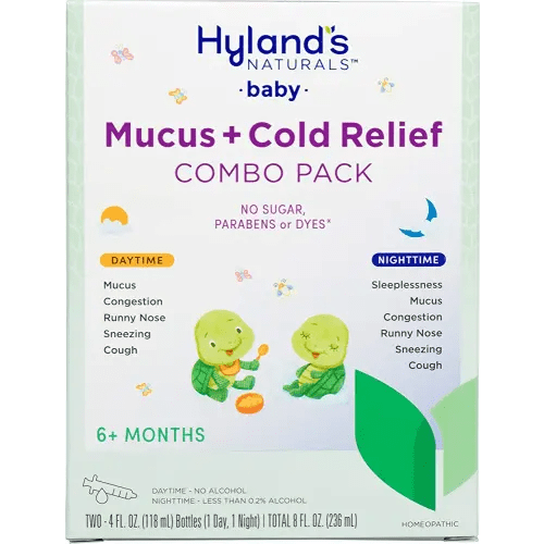 Hyland's Naturals Baby Mucus and Cold Relief, Day & Night Value Pack, Infant And Baby Cold Medicine, Decongestant And Cough Relief, 8 Fl Oz