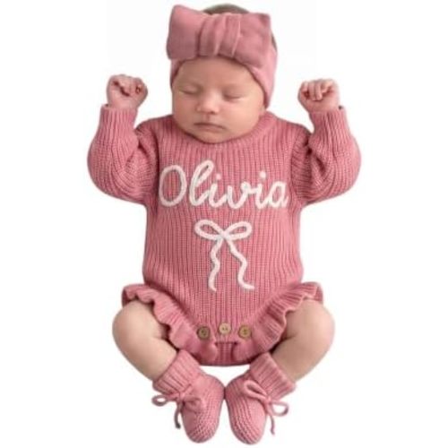 Personalized Baby Romper, Custom Name Embroidered Bodysuit, Newborn Outfit
