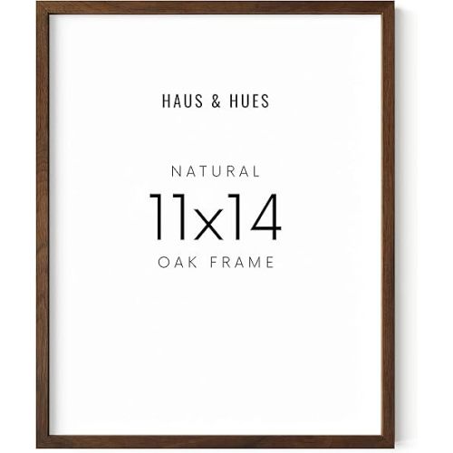 Haus and HUES Walnut Oak 11x14 Wood Picture Frame - Modern & Natural Wall Decor for Bedroom, Living Room, Office Poster Display - Walnut Wood Poster Frames for Wall Art
