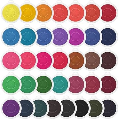 Humyoun 36 Pcs 7" Large Washable Ink Pads for Kids Handprint Fingerprint Rainbow Stamps Pad Multicolor Ink Pad Kit for Footprint Painting Rubber Stamps Card Making Kids Birthday Gifts