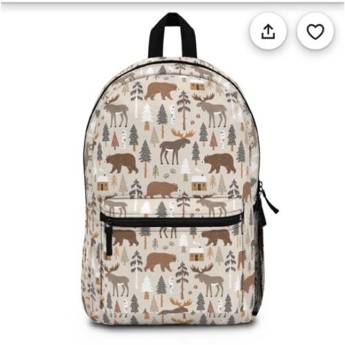 Woodland Animals Pattern Backpack | Moose Bear Deer Forest Cabin Print - Etsy