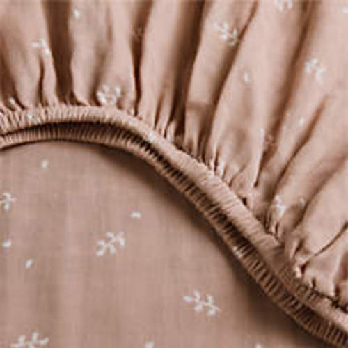 Supersoft Violet Rose Leaf Print 100% Organic Cotton Gauze Baby Crib Fitted Sheet