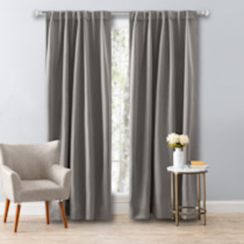 Ricardo Trading Ultimate Black-Out 2-Way Pocket Window Panel Curtain - Grey, 56"W X 84"L