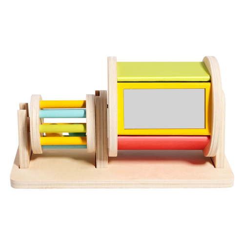 Montessori Educational Toy Drum Wooden Baby Toy Rotating Roller Textile Drum Early Learning Sensory Play Toddler Development Activity