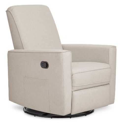 Evolur Raleigh Upholstered Plush Seating Glider Swivel, Glider For Nursery In Light Sand