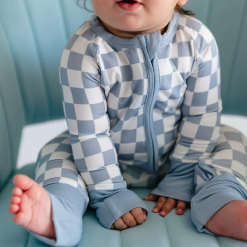 Infant Romper in Cornflower Blue Checkered – Silks