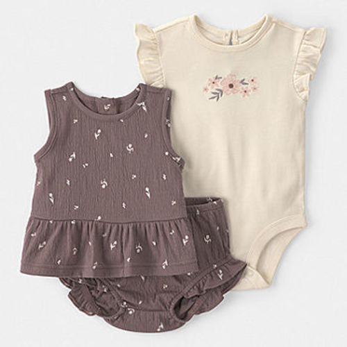 Carter's Baby Girls 3-pc. Short Set, Color: Brown - JCPenney