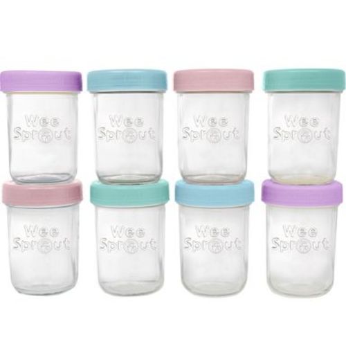 WeeSprout Glass Baby Food Storage Jars w/ Lids - 8oz, 8 Pack Set