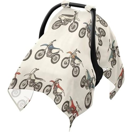 Vintage Dirt Bikes Car Seat Cover Baby Breathable Soft Infant Carseat Covers Canopies Babies Carrier Covers for Girl Boy