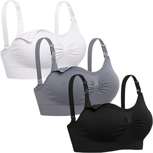 Lataly Womens Seamless Nursing Bra Sleeping Maternity Bralette for Breastfeeding Pack of 3