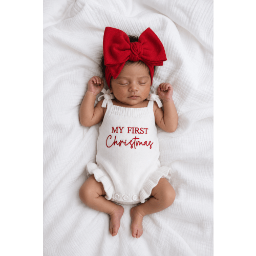 FRILL TIE ROMPER | MY FIRST CHRISTMAS | MILK