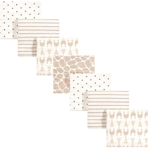 Hudson Baby Unisex Baby Cotton Flannel Receiving Blankets Bundle, Neutral Giraffe, One Size