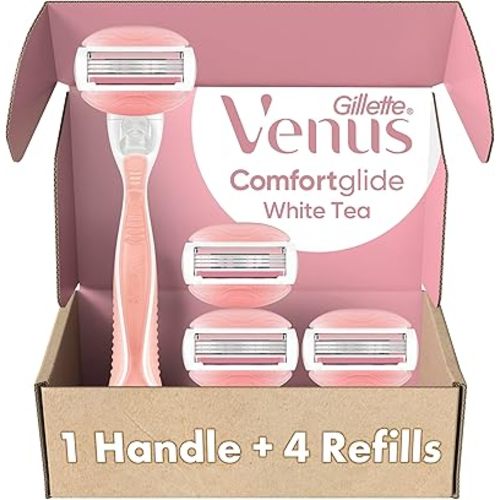 Gillette Venus ComfortGlide White Tea Women's Razor 1 Handle + 4 Blade Refills