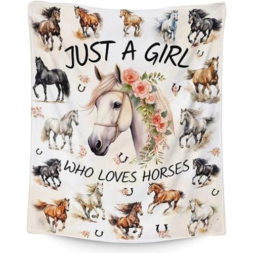 Horse Blanket for Girls - 40" x 50" Inches Cute Throw Blanket for Kids Boys - Warm Cozy Throws for Sofa, Crib & Bed