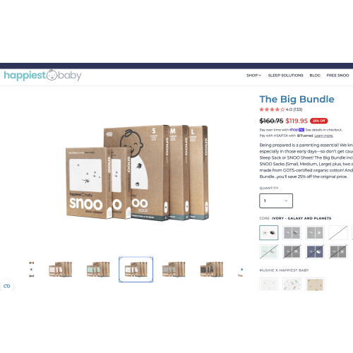 SNOO Sleep Sack Bundle in Small, Medium, Large Sizes and Sheets