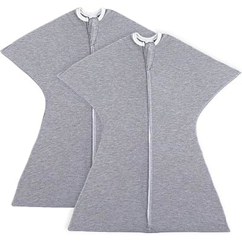 SleepingBaby Zipadee-Zip Transition Swaddle - Cozy Baby Swaddle Blanket with Zipper Convenience - Roomy Wearable Blanket for Easy Diaper Changes - Classic Heather, Small (4-8 Month) - 2 Pack