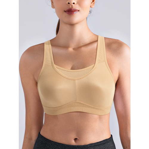 Deyllo High Impact Support Sports Bras For Women Plus Size Wireless Support Exercise Brass,Nude 42DDD