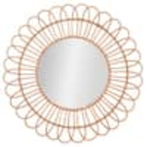 American Art Decor Boho Woven Rattan Mirror - Small Hanging Accent Mirror for Living Room, Bedroom, Kitchen, Bathroom, Entryway (25 in.) 201349WEB