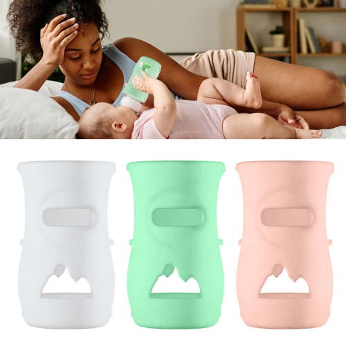 KMSS 3 Pcs Silicone Bottle Sleeves Baby Glass Bottle Holder BPA Free for Baby Bottles (4/8oz )