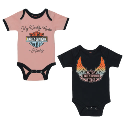 Toddler Girls Daddy Rides a Harley Rib Bodysuit 2 Pack | Harley-Davidson USA