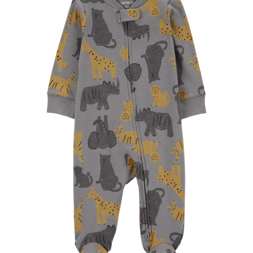 Grey Baby Safari Animal 2-Way Zip Sleeper Pyjamas | Carter’s Oshkosh Canada