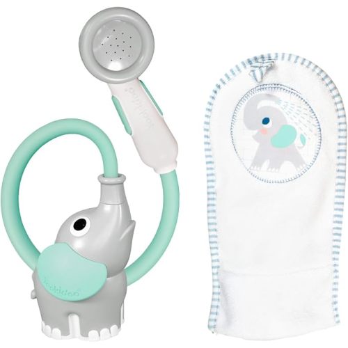 Yookidoo Baby Bath Shower Head - Elephant Water Pump and Trunk Spout Sprayer - One Handed Flow Control for Newborn Babies in Tub Or Sink (Turquoise)