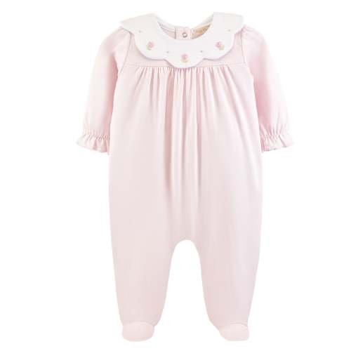 Scallop Collared Footie, Sweet Roses