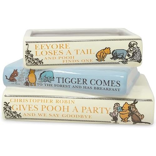 Steel Mill & Co Original Small Book-Shaped Decorative Planter, Ceramic Planter for Home Decor, Cute Bookshelf Decor, Unique Planter for Book Lovers, The House at Pooh Corner