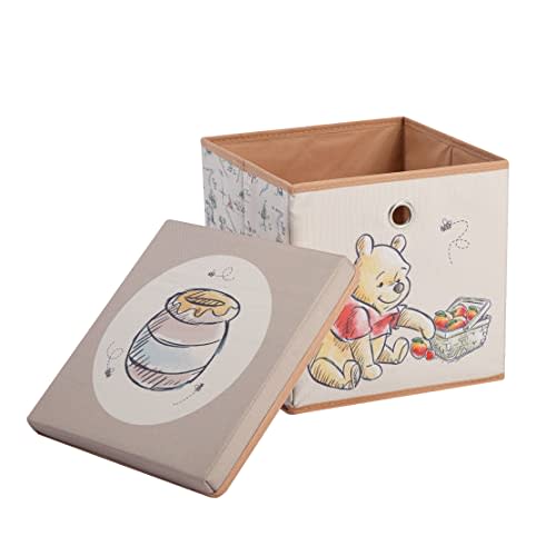 Idea Nuova Winnie the Pooh Collapsible Storage Cube with removable Lid, 10" Wx10 Hx10 D