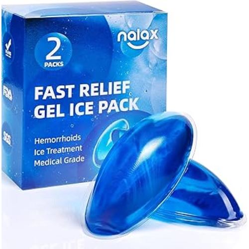 nalax Hemorrhoid Treatment Ice Pack for Fast Relief, FSA-HSA Eligible Cooling Gel Pads, Ultra-Soft, No Mess, Home Use for Hemorrhoid Sufferers & New Moms with Hemorrhoids, Includes 2 Storage Cases
