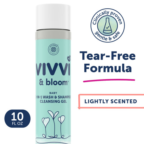 Vivvi & Bloom Gentle 2-in-1 Tear Free Baby Wash and Shampoo Cleansing Gel, Lightly Scented, 10 oz