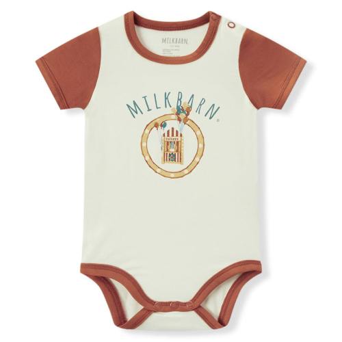 Milk Tea Bamboo Stretch Short Sleeve Sport One Piece