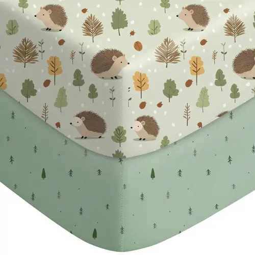 Pack and Play Sheets Fitted, Mini Crib Sheets 2-Pack for Pack N Play Mattress, Stretchy Playpen Sheet for Boys Girls, Softness and Breathable, 38" x 26"