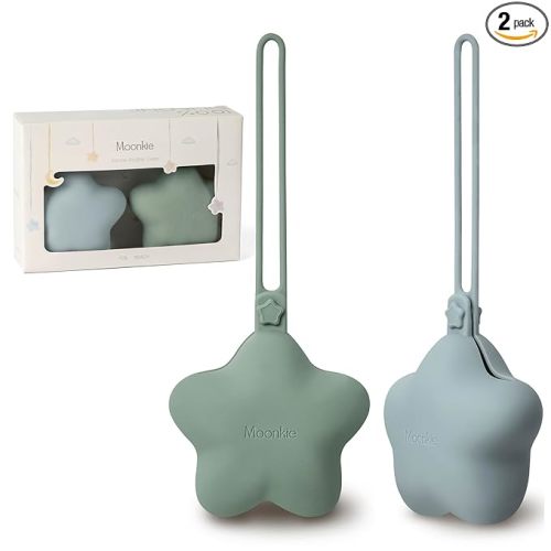 Moonkie Silicone Pacifier Holder Case, 2 Pack
