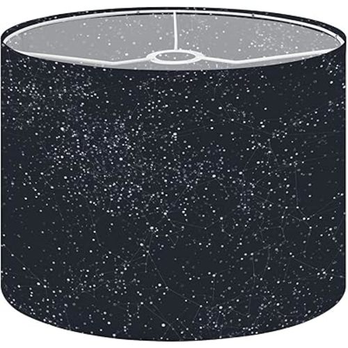 Drum Lamp Shades Navy Constellations Removable Stars Cosmic Web Lines Dots Art Abstract Lampshade for Floor Lamps Table Lamp Pendant Light Linen 11"x11"x9" Replacement Large Lampshades Easy Assembly