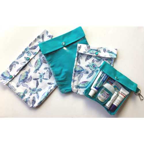 Sea Turtles Clear Front Ouch Pouch Set of 4 Summer Travel Organizers First Aid Sunscreen Hand Sanitizer Holder Baby Diaper Bag Graduation