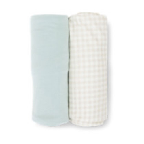 Little Unicorn Stretch Knit Swaddle 2-Pack - Frost Green