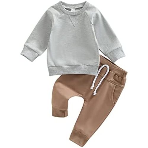 Toddler Baby Boy Fall Outfit Crewneck Long Sleeve Sweatshirt Tops Elastic Pants Jogger Cute Newborn Winter Clolthes Set