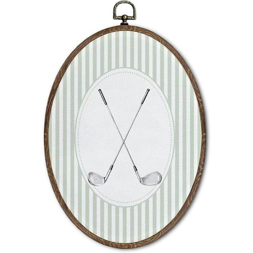 FLAWAFLOMA Vintage Golf Nursery Oval Wall Art Decor, Kids Room Canvas Wall Art Framed, Retro Golf Hanging Decorations for Kids Toddler Boy Playroom Nursery Room Decor, 8.6x11.4 Inch